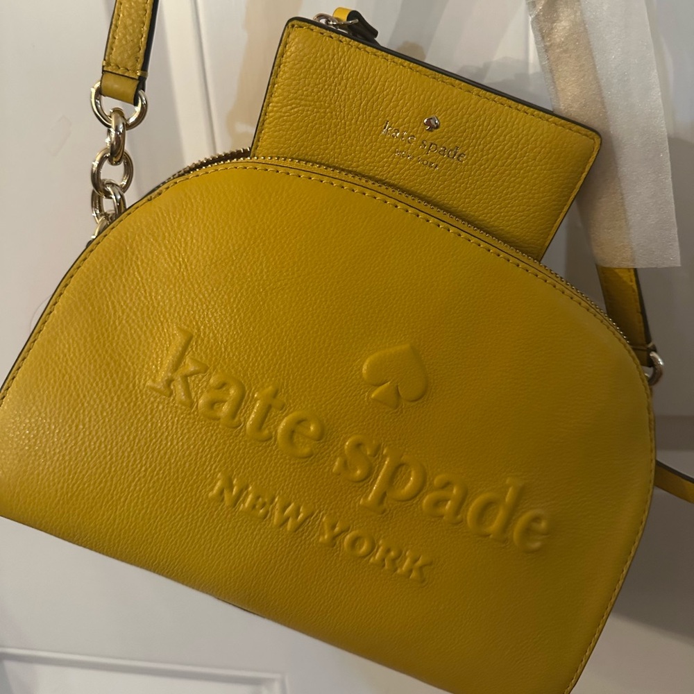 NWT Larchmont Crossbody and matching wallet in vibrant canary